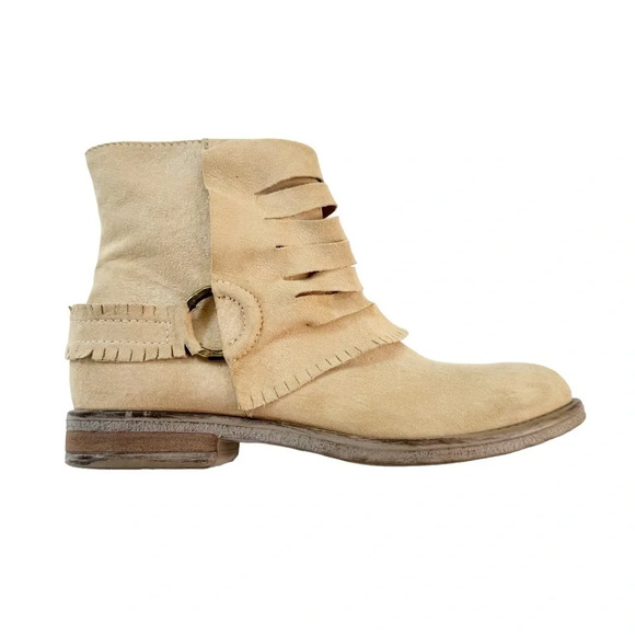 Sundance Suede Western Fringe Ankle Boot Bootie Beige Size 36 - Picture 11 of 11